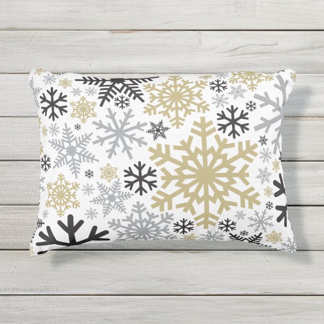 Merry KerstWinter Snowflake Pattern Buitenkussen (Voorkant)