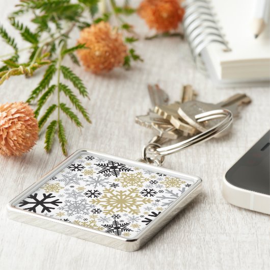 Merry KerstWinter Snowflake Pattern Sleutelhanger (Zijkant)