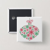 Merry KerstWinter Snowflake Pattern Vierkante Button 5,1 Cm (Voorkant /achterkant)