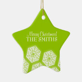 Merry KerstWinter Snowflakes Lime Green Keramisch Ornament (Rechts)