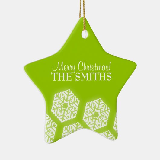Merry KerstWinter Snowflakes Lime Green Keramisch Ornament (Rechts)