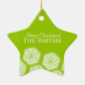 Merry KerstWinter Snowflakes Lime Green Keramisch Ornament (Voorkant)