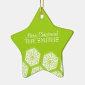 Merry KerstWinter Snowflakes Lime Green Keramisch Ornament (Links)