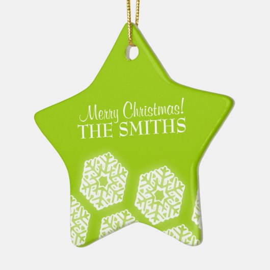 Merry KerstWinter Snowflakes Lime Green Keramisch Ornament (Links)