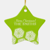Merry KerstWinter Snowflakes Lime Green Keramisch Ornament (Achterkant)