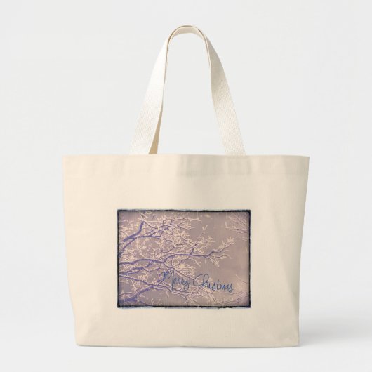 Merry KerstWinter Tree Branches Grote Tote Bag (Voorkant)