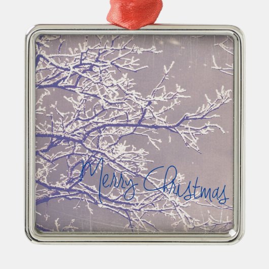 Merry KerstWinter Tree Branches Metalen Ornament (Voorkant)