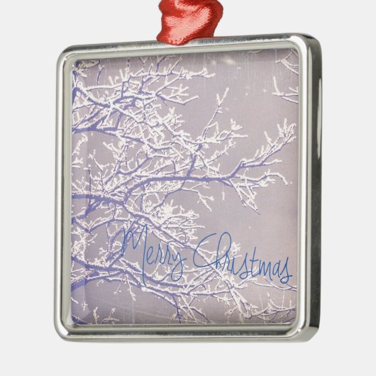 Merry KerstWinter Tree Branches Metalen Ornament (Links)