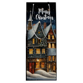 Merry KerstWinter Village Wijn Cadeautas (Achterkant)