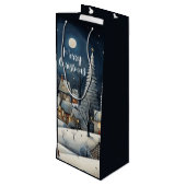 Merry KerstWinter Village Wijn Cadeautas (Achterkant Gekanteld)