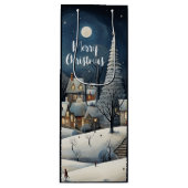 Merry KerstWinter Village Wijn Cadeautas (Voorkant)
