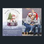 Merry Kerstwinter Wereldbol Cute Snowman Foto<br><div class="desc">Deze moderne kerstKaart is voorzien van een waterverf sneeuw wereldbol met een schattige sneeuwman met de tekst "Vrolijk Kerstfeest". Speciaal op maat gemaakt met je eigen tekst en favoriete foto met blauwe glitter #Kerstmis #christmascards #personalized #personalizedcards #photocards #vakantiekaarten #snowman #winter #feestdagen #festive</div>