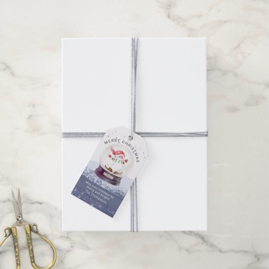 Merry Kerstwinter Wereldbol Waterverf Gnome Cadeaulabel (Met Touw)