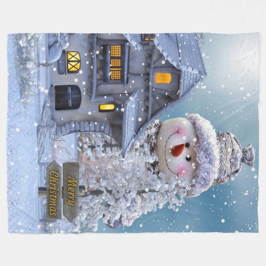 Merry Kerstwinter wonderland Fleece Deken (Voorkant (Horizontaal))