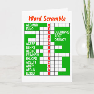 Merry KerstWord Scramble Feestdagen Kaart