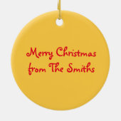 Merry KerstYellow Bell Holiday Sugar Cookie Keramisch Ornament (Achterkant)