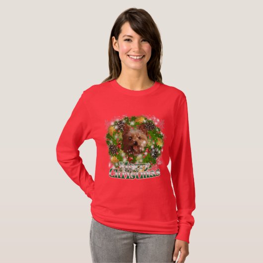 Merry KerstYorkie T-shirt (Voorkant volledig)