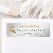 Merry Kerstzilver Golden Reindeer Adres Etiket (Insitu)