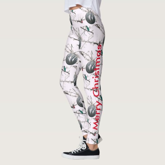 Merry Kerstzilver Ornament Ball Tree-lampjes Leggings (Links)