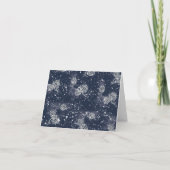 Merry Kerstzilver Pinecones Snowy Night Feestdagen Kaart (Achterkant)