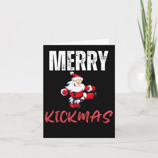 Merry Kick-mas Grappig Kerstman Karate Kaart (Voorkant)
