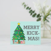 Merry Kick-mas Martial Arts Belt Kerstboom Briefkaart (Staand voorkant)