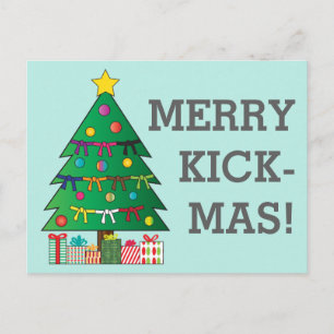 Merry Kick-mas Martial Arts Belt Kerstboom Briefkaart