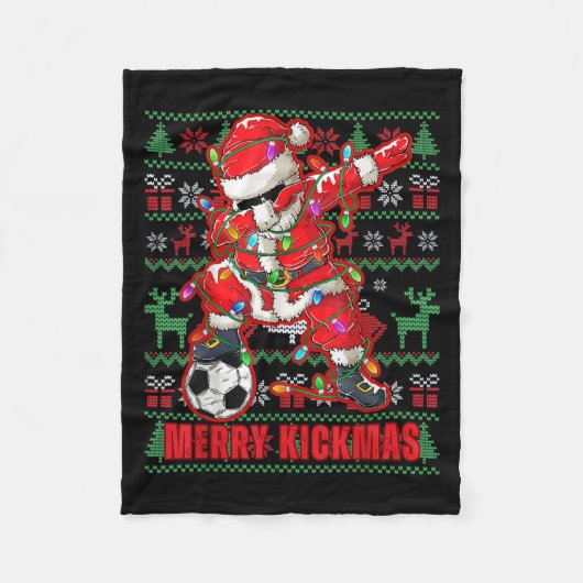 Merry Kickmas Christmas Voetbal Ugly Youth Swe Fleece Deken (Voorkant)