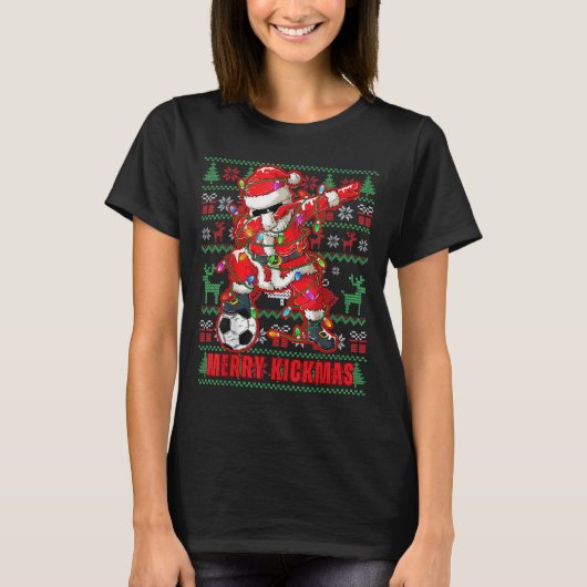 Merry Kickmas Christmas Voetbal Ugly Youth Swe T-shirt (Voorkant)