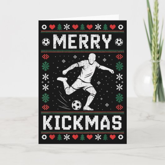 Merry Kickmas Funny Christmas Soccer Xmas  Kaart (Voorkant)