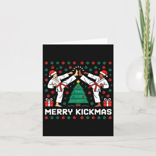 Merry Kickmas Funny Karate Jiu Jitsu Ugly Christma Kaart (Voorkant)