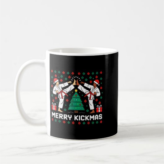 Merry Kickmas Funny Karate Jiu Jitsu Ugly Christma Koffiemok (Links)