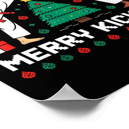 Merry Kickmas Funny Karate Jiu Jitsu Ugly Christma Poster (Hoek)