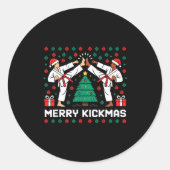 Merry Kickmas Funny Karate Jiu Jitsu Ugly Christma Ronde Sticker (Voorkant)