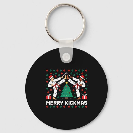 Merry Kickmas Funny Karate Jiu Jitsu Ugly Christma Sleutelhanger (Voorkant)