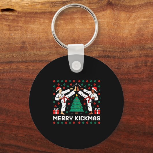 Merry Kickmas Funny Karate Jiu Jitsu Ugly Christma Sleutelhanger (Voorkant)