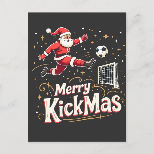 Merry Kickmas Funny Santa Claus Voetballiefhebbers Briefkaart (Voorkant)