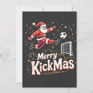 Merry Kickmas Funny Santa Claus Voetballiefhebbers Kaart