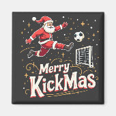 Merry Kickmas Funny Santa Claus Voetballiefhebbers Magneet (Voorkant)