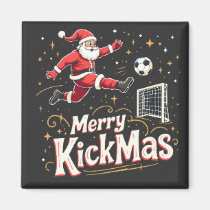 Merry Kickmas Funny Santa Claus Voetballiefhebbers Magneet