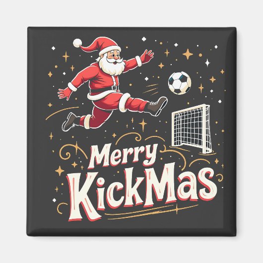 Merry Kickmas Funny Santa Claus Voetballiefhebbers Magneet (Voorkant)