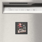 Merry Kickmas Funny Santa Claus Voetballiefhebbers Magneet (Insitu (Vaatwasser))