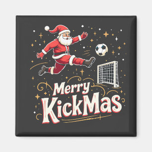 Merry Kickmas Funny Santa Claus Voetballiefhebbers Magneet