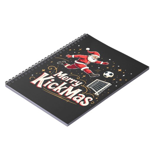 Merry Kickmas Funny Santa Claus Voetballiefhebbers Notitieboek (Linkerzijde)