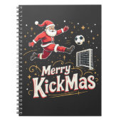Merry Kickmas Funny Santa Claus Voetballiefhebbers Notitieboek (Voorkant)