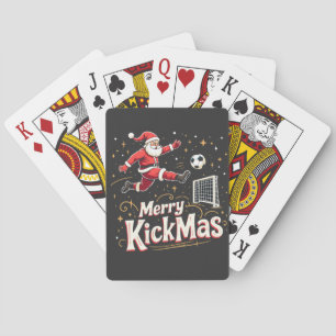 Merry Kickmas Funny Santa Claus Voetballiefhebbers Pokerkaarten