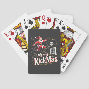 Merry Kickmas Funny Santa Claus Voetballiefhebbers Pokerkaarten