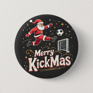 Merry Kickmas Funny Santa Claus Voetballiefhebbers Ronde Button 5,7 Cm