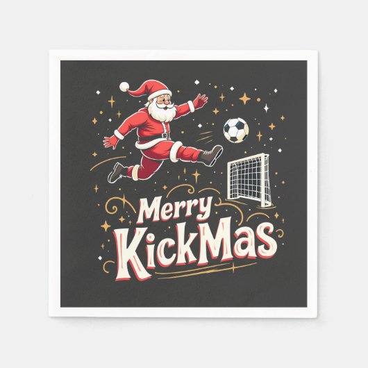 Merry Kickmas Funny Santa Claus Voetballiefhebbers Servet (Voorkant)