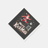 Merry Kickmas Funny Santa Claus Voetballiefhebbers Servet (Hoek)
